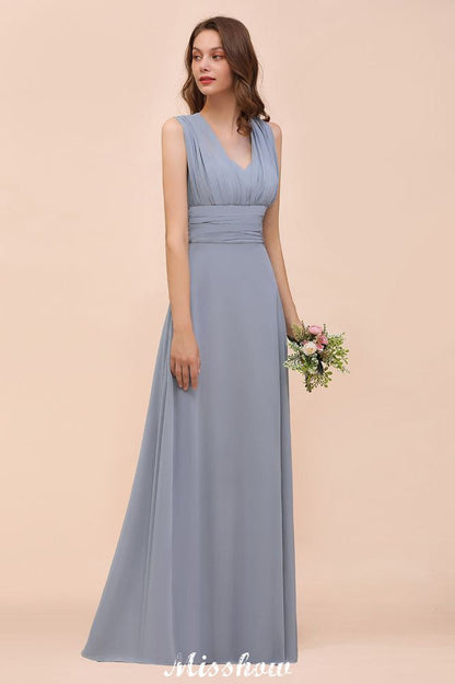 Vestido de dama de honor sin mangas, corte A, largo hasta el suelo, vestido formal