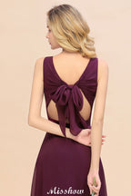 Vestido de dama de honor de gasa sin mangas, corte A, largo hasta el suelo, escote en V, vestido de fiesta