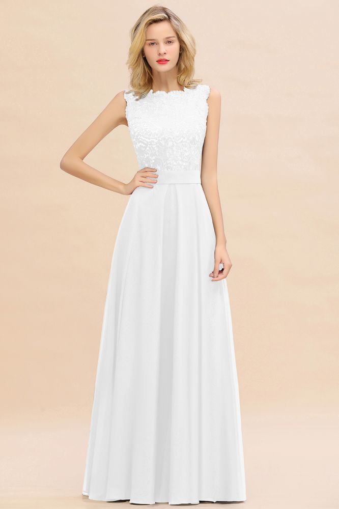 Vestido de noche largo sin mangas, corte A, con apliques de encaje, largo hasta el suelo, para dama de honor, vestido formal para fiesta
