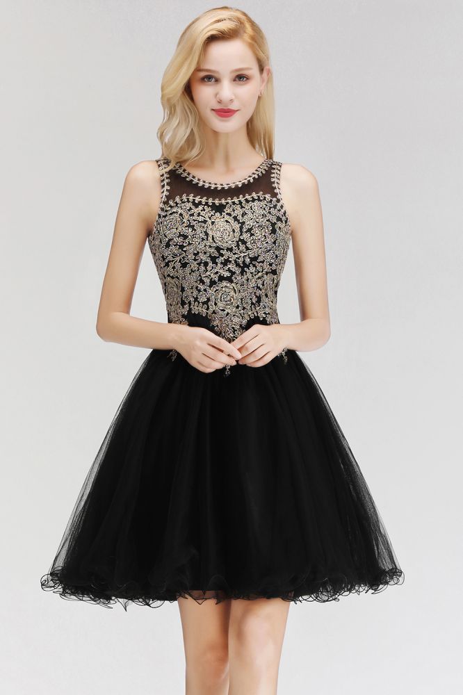 Ärmelloses Aline-Cocktailpartykleid mit funkelnden Perlen