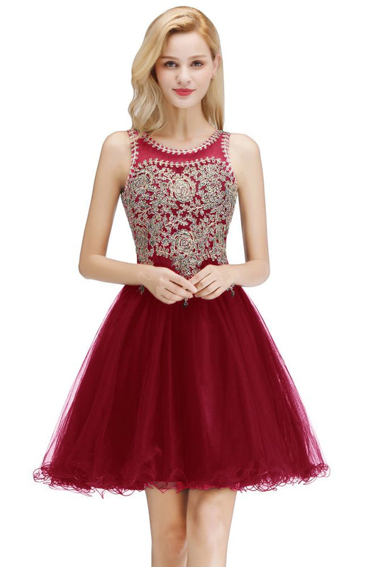 Ärmelloses Aline-Cocktailpartykleid mit funkelnden Perlen