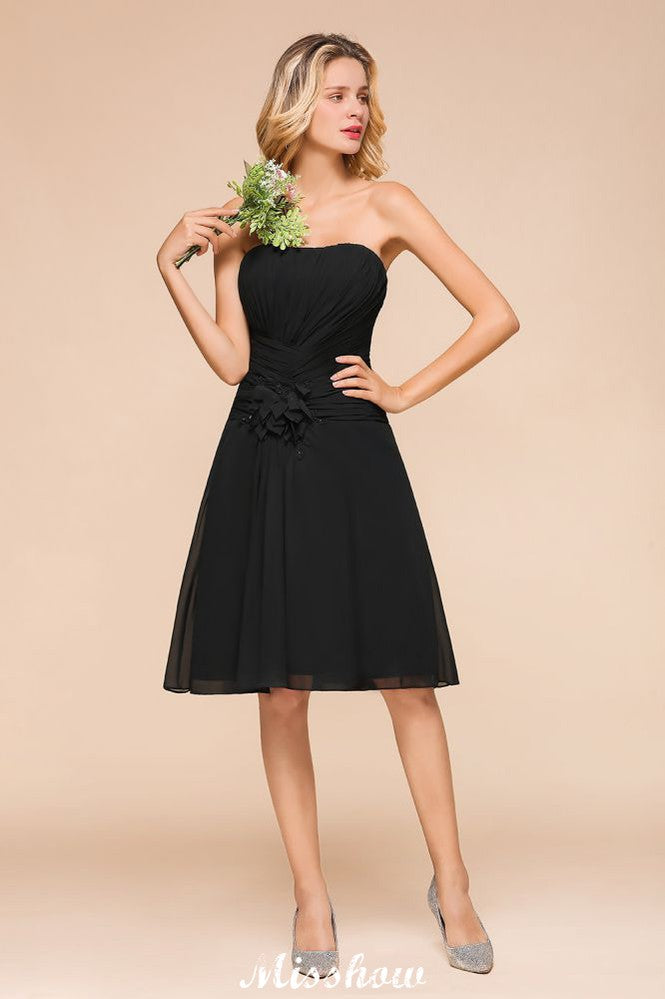 Vestido mini de dama de honor sin mangas de etiqueta negra para ocasiones especiales