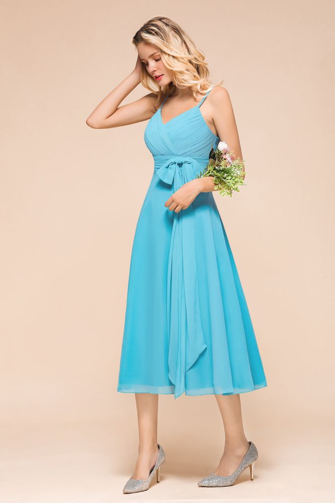 Vestido de dama de honor de gasa sin mangas hasta los tobillos, minivestido para invitada de boda en la playa