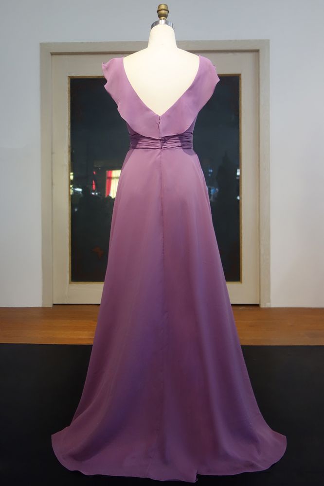 Vestidos de fiesta de gasa con volantes, escote en V, sin mangas y largo hasta el suelo