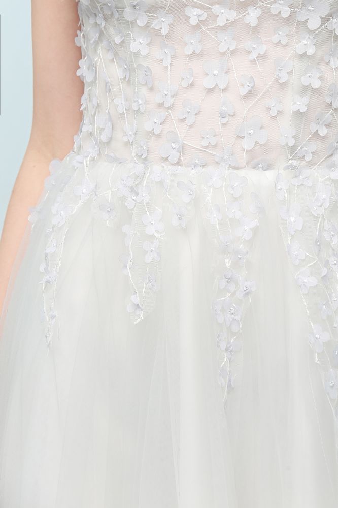 Ärmelloses langes A-Linien-Ballkleid mit Schlitz und Applikationen aus Tüll