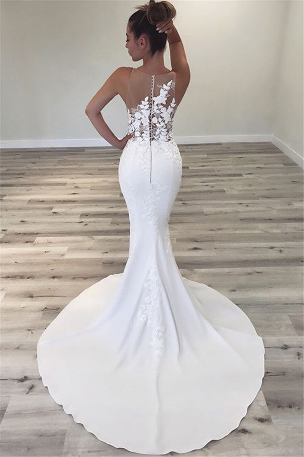 Ärmelloses Brautkleid aus transparentem Tüll im Meerjungfrauenstil, wunderschöne Kleider für Hochzeiten