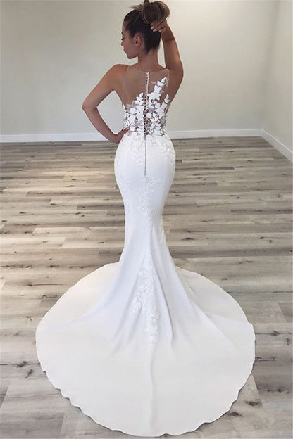 Ärmelloses Brautkleid aus transparentem Tüll im Meerjungfrauenstil, wunderschöne Kleider für Hochzeiten