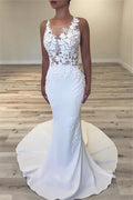 Ärmelloses Brautkleid aus transparentem Tüll im Meerjungfrauenstil, wunderschöne Kleider für Hochzeiten