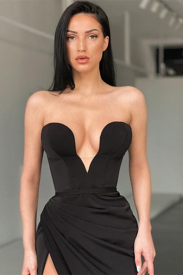 Ärmelloses, herzförmiges, sexy Ballkleid mit Schleppe und Schlitz vorne