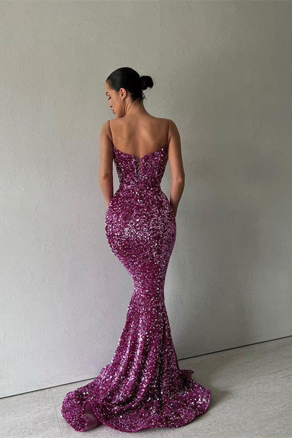 Schlank Pailletten Meerjungfrau Ballkleid Charmante Spaghetti
