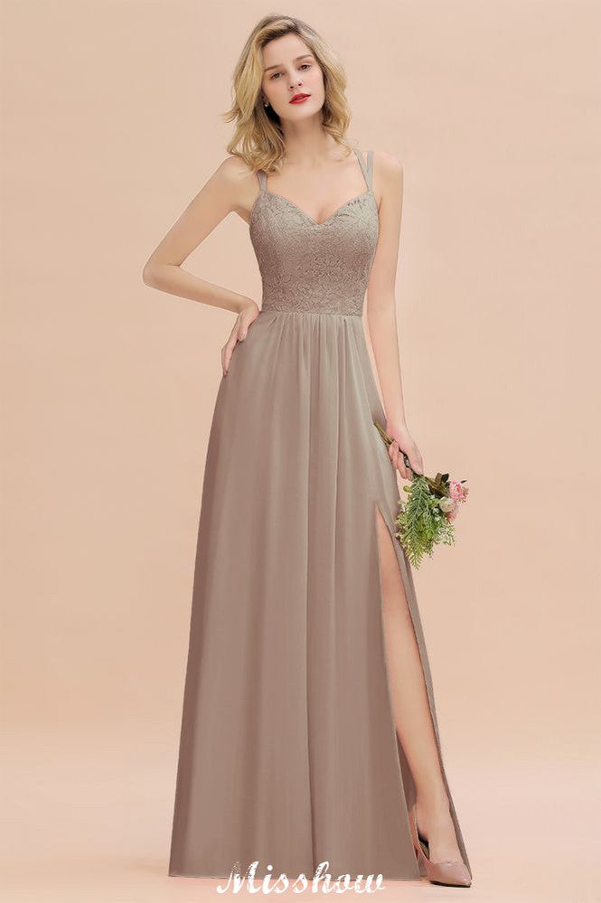 Vestido de dama de honor azul cielo con escote en V y abertura lateral tipo espagueti para fiesta de boda