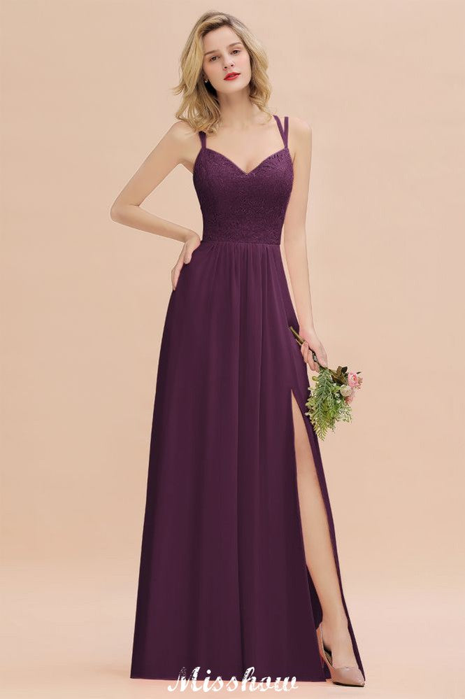 Vestido de dama de honor azul cielo con escote en V y abertura lateral tipo espagueti para fiesta de boda