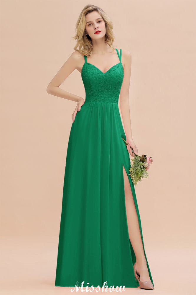 Vestido de dama de honor azul cielo con escote en V y abertura lateral tipo espagueti para fiesta de boda