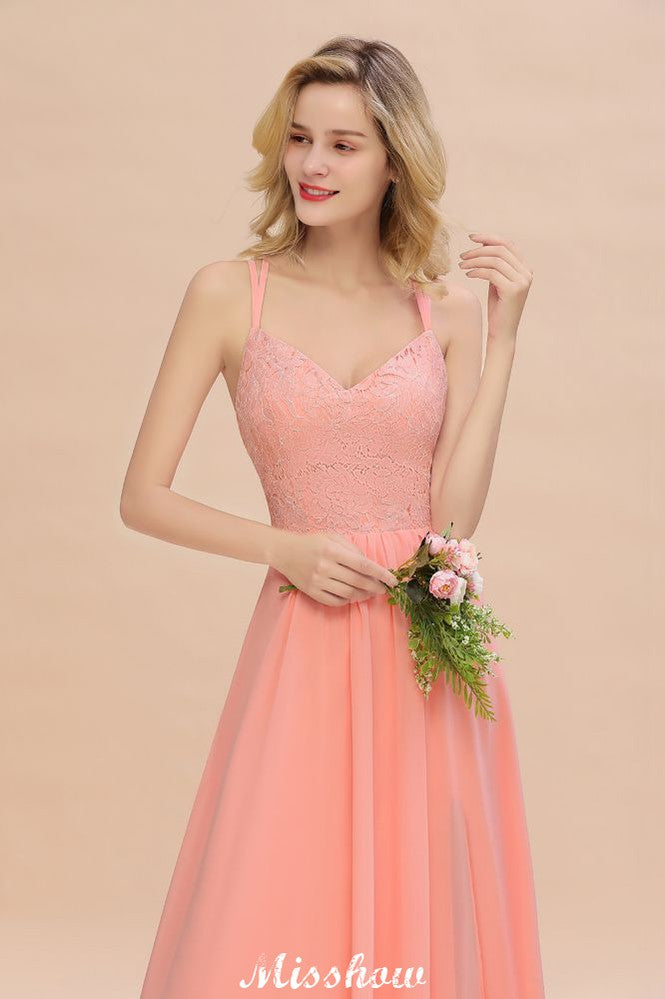 Vestido de dama de honor azul cielo con escote en V y abertura lateral tipo espagueti para fiesta de boda