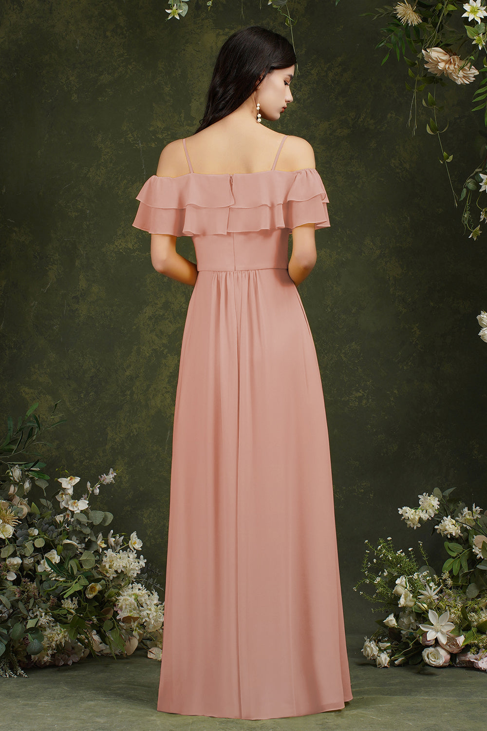Spaghetti Strapes Off-the-shoulder Split Front Tulle Prom Dress