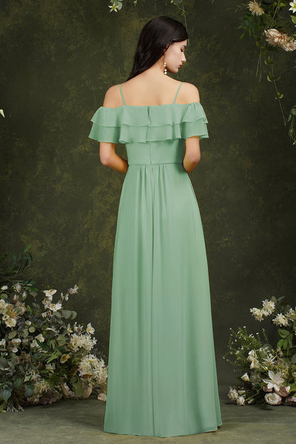 Spaghetti Strapes Off-the-shoulder Split Front Tulle Prom Dress