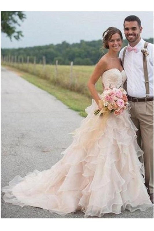 Vestidos de novia elegantes de playa de gasa con encaje blanco y tirantes finos