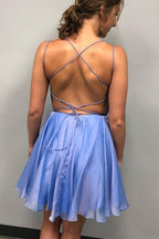 Vestido de fiesta corto azul con cuentas brillantes, vestido de regreso a casa PD315