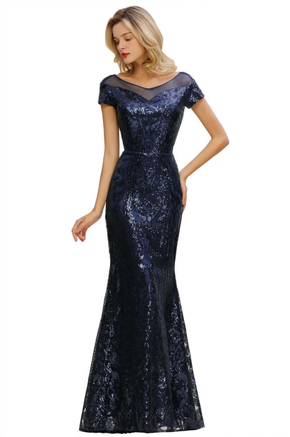 Glitzernde Pailletten Meerjungfrau Partykleid Vintage 20er Jahre Ballkleid Bodenlang