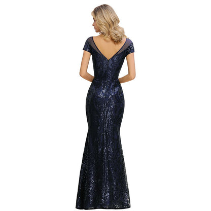 Glitzernde Pailletten Meerjungfrau Partykleid Vintage 20er Jahre Ballkleid Bodenlang