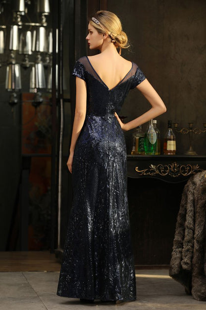Glitzernde Pailletten Meerjungfrau Partykleid Vintage 20er Jahre Ballkleid Bodenlang