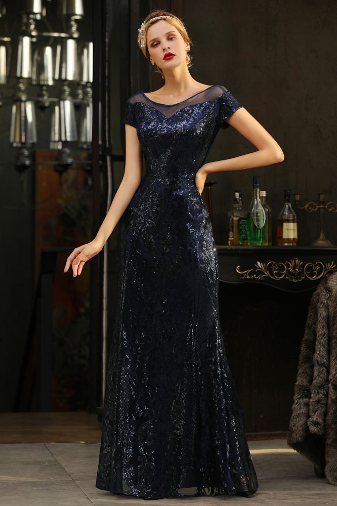 Glitzernde Pailletten Meerjungfrau Partykleid Vintage 20er Jahre Ballkleid Bodenlang
