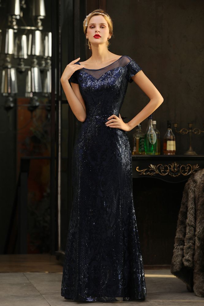Glitzernde Pailletten Meerjungfrau Partykleid Vintage 20er Jahre Ballkleid Bodenlang
