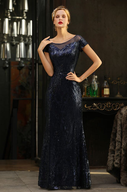 Glitzernde Pailletten Meerjungfrau Partykleid Vintage 20er Jahre Ballkleid Bodenlang