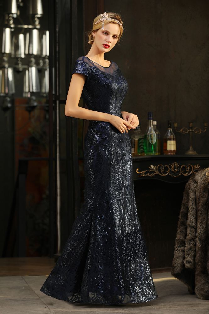 Glitzernde Pailletten Meerjungfrau Partykleid Vintage 20er Jahre Ballkleid Bodenlang