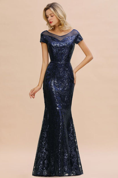 Glitzernde Pailletten Meerjungfrau Partykleid Vintage 20er Jahre Ballkleid Bodenlang