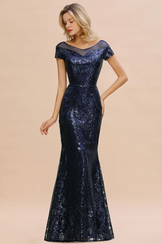 Glitzernde Pailletten Meerjungfrau Partykleid Vintage 20er Jahre Ballkleid Bodenlang