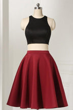 Vestido de fiesta negro recto de dos piezas, sin mangas, hasta la rodilla, PD264
