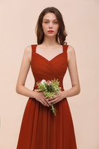 Vestido de noche ajustado con tirantes hasta el suelo para novia y dama de honor