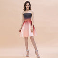 Trägerloses Mini-Partykleid aus Satin mit Farbverlauf, knielanges Homecoming-Kleid