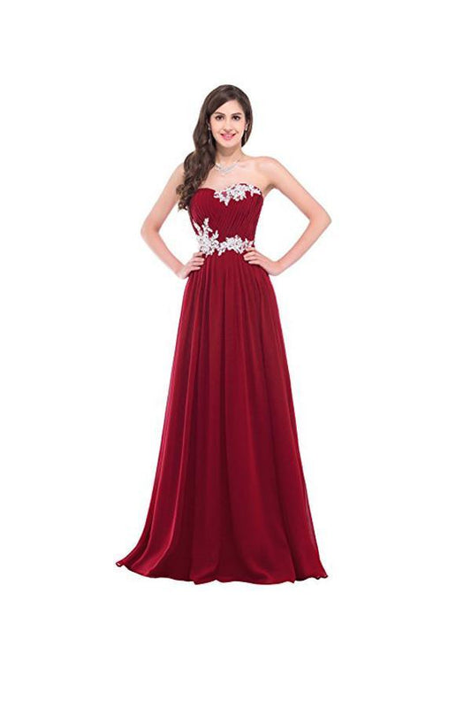 Trägerloses langes Abendkleid mit Applikationen Ballkleider PG276