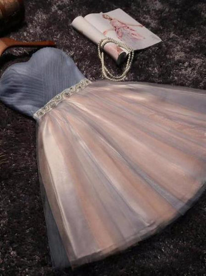Trägerloses Homecoming-Kleid mit herzförmigem Ausschnitt, errötendes Rosa, kurzes Ballkleid PD304