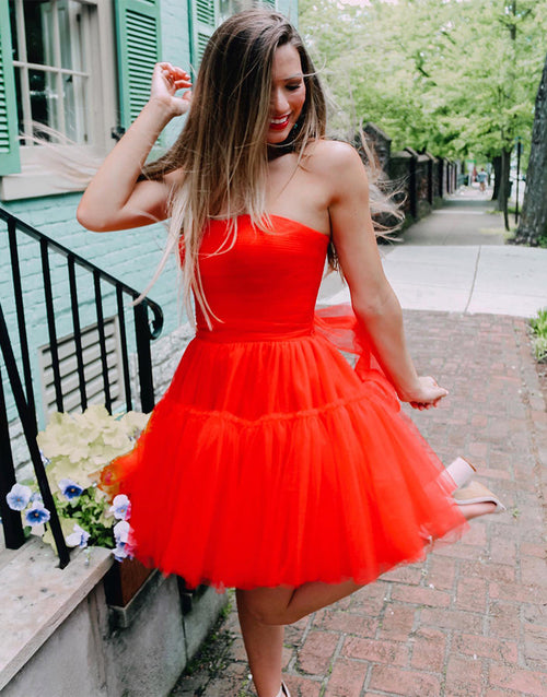 Hester | Vestido de fiesta de tul sin tirantes de corte A