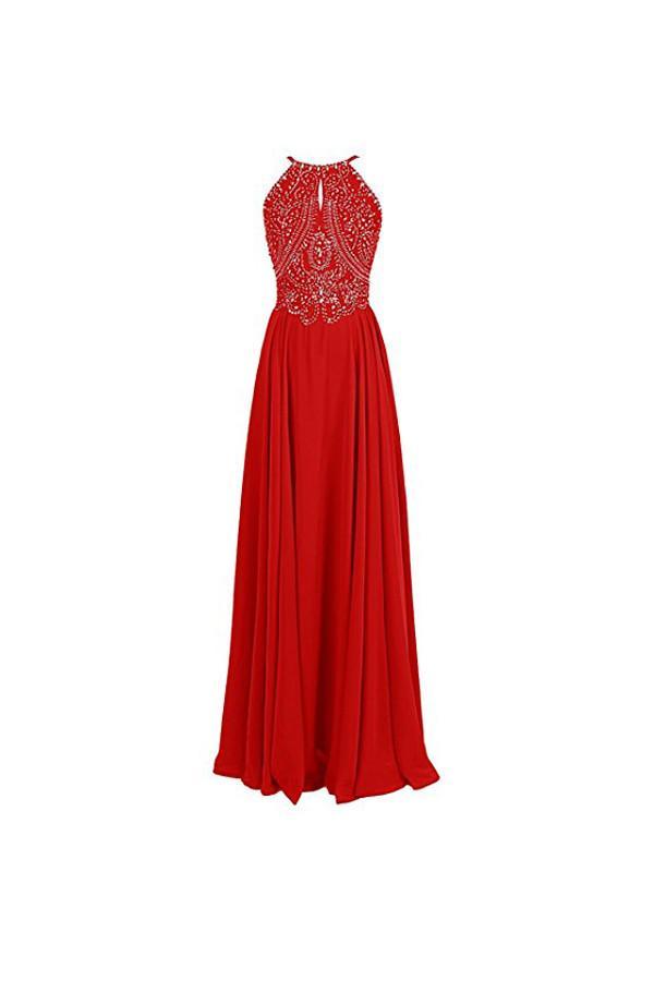 Vestidos formales con tirantes y cuentas, vestidos de noche para graduación, sin espalda, PG263