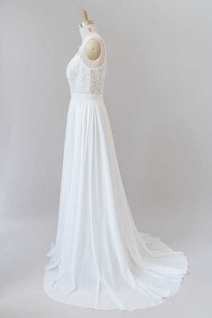 Träger Spitze A-Linie Boho Brautkleid