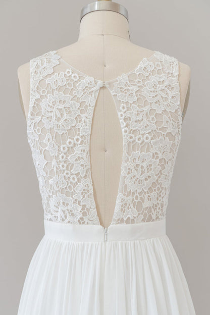 Träger Spitze A-Linie Boho Brautkleid
