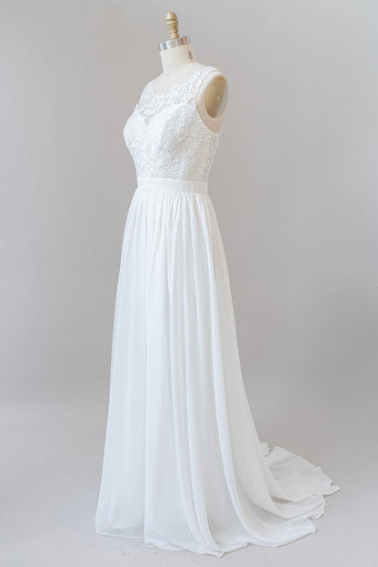 Träger Spitze A-Linie Boho Brautkleid