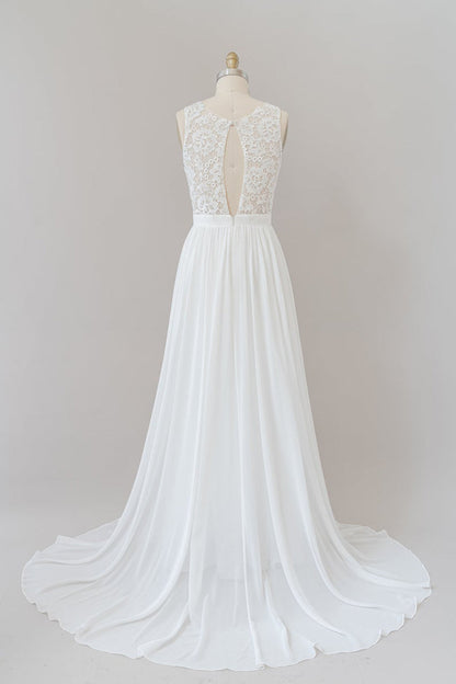 Träger Spitze A-Linie Boho Brautkleid
