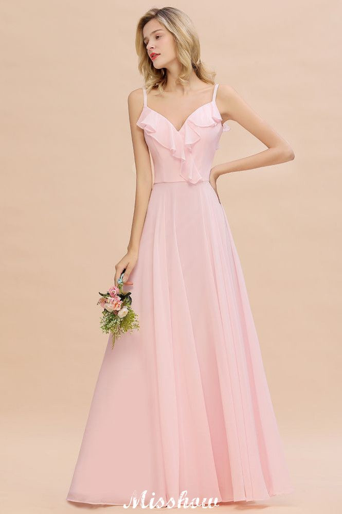 Vestido de dama de honor rosa con tirantes y escote corazón, de gasa, sin espalda, para fiesta de noche