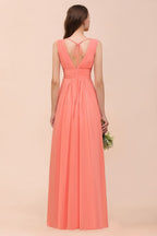 Vestido de dama de honor con tirantes, escote en V y largo hasta el suelo, para fiesta de boda