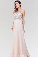Elegante vestido de dama de honor de tul, de gasa, corte A, sin mangas, largo hasta el suelo, con cuentas