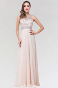 Elegante vestido de dama de honor de tul, de gasa, corte A, sin mangas, largo hasta el suelo, con cuentas