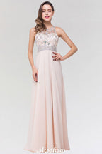 Elegante vestido de dama de honor de tul, de gasa, corte A, sin mangas, largo hasta el suelo, con cuentas