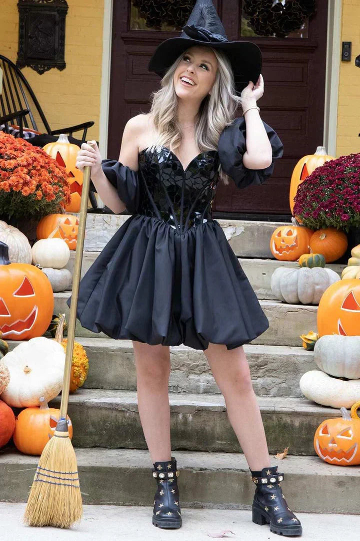 Aria | Vestido corto de fiesta con hombros descubiertos y corte en A