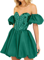 A Line Off the Shoulder Short Homecoming Dress