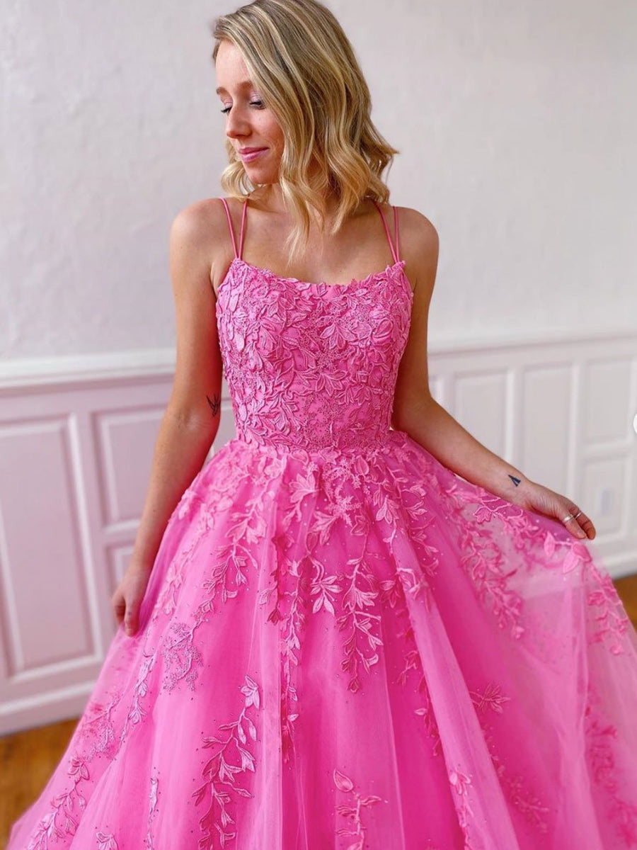 Stilvolles langes, trägerloses A-Linien-Kleid mit Spaghettiträgern und Tüllspitze, rückenfrei, formelle Abschlussballkleider